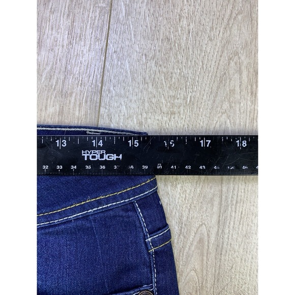 AQ American Quality Denim Women Sz 9 Dark Wash Cut Off Stretch‎ Jeans Low Rise - Picture 6 of 16